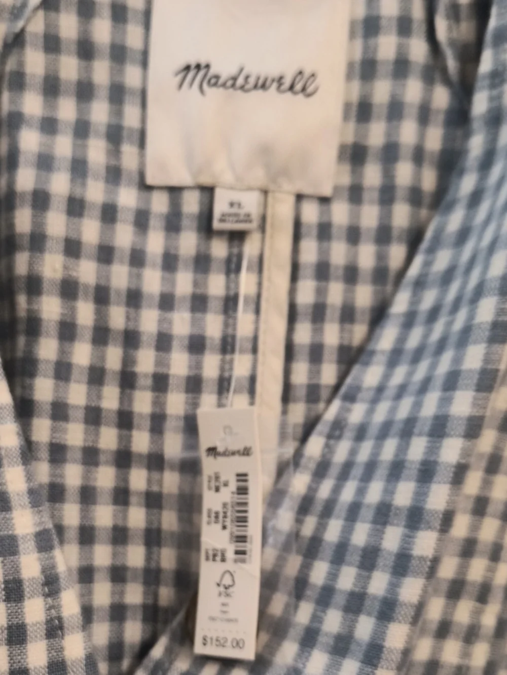 Madewell Linen Collarless Blazer in Gingham Check